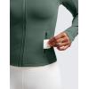 imageCRZ YOGA Butterluxe Womens Cropped Slim Fit Workout Jacket Weightless Track Athletic Full Zip Up Tops with Thumb HolesDark Forest Green