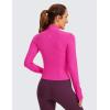 imageCRZ YOGA Butterluxe Womens Cropped Slim Fit Workout Jacket Weightless Track Athletic Full Zip Up Tops with Thumb HolesHibiscus Purple