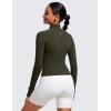 imageCRZ YOGA Butterluxe Womens Cropped Slim Fit Workout Jacket Weightless Track Athletic Full Zip Up Tops with Thumb HolesOlive Green