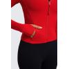 imageCRZ YOGA Butterluxe Womens Cropped Slim Fit Workout Jacket Weightless Track Athletic Full Zip Up Tops with Thumb HolesRed Chili