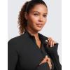 imageCRZ YOGA Butterluxe Womens Full Zip Workout Jackets Slim Fit Track Athletic Tops with Thumb HolesBlack