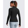 imageCRZ YOGA Butterluxe Womens Full Zip Workout Jackets Slim Fit Track Athletic Tops with Thumb HolesBlack