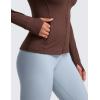 imageCRZ YOGA Butterluxe Womens Full Zip Workout Jackets Slim Fit Track Athletic Tops with Thumb HolesTaupe