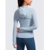 imageCRZ YOGA Butterluxe Womens Hooded Workout Jacket Athletic Running Zip Up with Back Mesh Vent and Thumb HolesCambric Blue