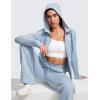 imageCRZ YOGA Butterluxe Womens Hooded Workout Jacket Athletic Running Zip Up with Back Mesh Vent and Thumb HolesCambric Blue