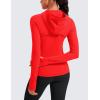 imageCRZ YOGA Butterluxe Womens Hooded Workout Jacket Athletic Running Zip Up with Back Mesh Vent and Thumb HolesDark Red