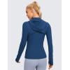 imageCRZ YOGA Butterluxe Womens Hooded Workout Jacket Athletic Running Zip Up with Back Mesh Vent and Thumb HolesFrench Navy