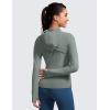 imageCRZ YOGA Butterluxe Womens Hooded Workout Jacket Athletic Running Zip Up with Back Mesh Vent and Thumb HolesGrey Sage