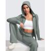imageCRZ YOGA Butterluxe Womens Hooded Workout Jacket Athletic Running Zip Up with Back Mesh Vent and Thumb HolesGrey Sage