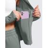 imageCRZ YOGA Butterluxe Womens Hooded Workout Jacket Athletic Running Zip Up with Back Mesh Vent and Thumb HolesGrey Sage