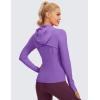 imageCRZ YOGA Butterluxe Womens Hooded Workout Jacket Athletic Running Zip Up with Back Mesh Vent and Thumb HolesRoyal Lilac