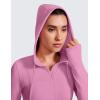imageCRZ YOGA Butterluxe Womens Hooded Workout Jacket Athletic Running Zip Up with Back Mesh Vent and Thumb HolesVelvet Dust