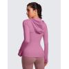 imageCRZ YOGA Butterluxe Womens Hooded Workout Jacket Athletic Running Zip Up with Back Mesh Vent and Thumb HolesVelvet Dust