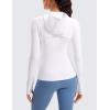 imageCRZ YOGA Butterluxe Womens Hooded Workout Jacket Athletic Running Zip Up with Back Mesh Vent and Thumb HolesWhite