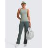 imageCRZ YOGA Butterluxe Womens Racerback Workout Tank Top with Built in Bra  Padded High Neck Yoga Athletic CamisoleGreen Palm Court