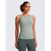 imageCRZ YOGA Butterluxe Womens Racerback Workout Tank Top with Built in Bra  Padded High Neck Yoga Athletic CamisoleGreen Palm Court
