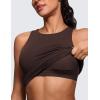 imageCRZ YOGA Butterluxe Womens Racerback Workout Tank Top with Built in Bra  Padded High Neck Yoga Athletic CamisoleHot Fudge Brown