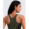 imageCRZ YOGA Butterluxe Womens Racerback Workout Tank Top with Built in Bra  Padded High Neck Yoga Athletic CamisoleOlive Green