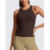 imageCRZ YOGA Butterluxe Womens Racerback Workout Tank Tops High Neck Sleeveless Camisole Athletic Gym ShirtsHot Fudge Brown