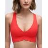 imageCRZ YOGA Butterluxe Womens Ruched Longline Sports Bras  V Neck Padded Yoga Tank Wide Straps Cross Back Crop TopsDeep Red