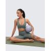 imageCRZ YOGA Butterluxe Womens Ruched Longline Sports Bras  V Neck Padded Yoga Tank Wide Straps Cross Back Crop TopsGrey Sage