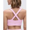 imageCRZ YOGA Butterluxe Womens Ruched Longline Sports Bras  V Neck Padded Yoga Tank Wide Straps Cross Back Crop TopsVita Pink