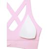 imageCRZ YOGA Butterluxe Womens Ruched Longline Sports Bras  V Neck Padded Yoga Tank Wide Straps Cross Back Crop TopsVita Pink