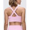 imageCRZ YOGA Butterluxe Womens Ruched Longline Sports Bras  V Neck Padded Yoga Tank Wide Straps Cross Back Crop TopsVita Pink