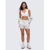 imageCRZ YOGA Butterluxe Womens Ruched Longline Sports Bras  V Neck Padded Yoga Tank Wide Straps Cross Back Crop TopsWhite