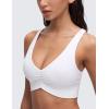 imageCRZ YOGA Butterluxe Womens Ruched Longline Sports Bras  V Neck Padded Yoga Tank Wide Straps Cross Back Crop TopsWhite