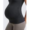 imageCRZ YOGA Butterluxe Womens Square Neck Maternity Tank Tops Ruched Sleeveless Pregnancy Yoga Tee Shirt with Built in BraBlack