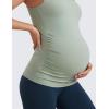 imageCRZ YOGA Butterluxe Womens Square Neck Maternity Tank Tops Ruched Sleeveless Pregnancy Yoga Tee Shirt with Built in BraGreen Palm Court