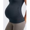 imageCRZ YOGA Butterluxe Womens Square Neck Maternity Tank Tops Ruched Sleeveless Pregnancy Yoga Tee Shirt with Built in BraTrue Navy