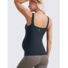 imageCRZ YOGA Butterluxe Womens Square Neck Maternity Tank Tops Ruched Sleeveless Pregnancy Yoga Tee Shirt with Built in BraTrue Navy