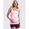 imageCRZ YOGA Butterluxe Womens Square Neck Maternity Tank Tops Ruched Sleeveless Pregnancy Yoga Tee Shirt with Built in BraVita Pink
