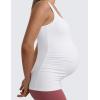 imageCRZ YOGA Butterluxe Womens Square Neck Maternity Tank Tops Ruched Sleeveless Pregnancy Yoga Tee Shirt with Built in BraWhite