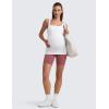 imageCRZ YOGA Butterluxe Womens Square Neck Maternity Tank Tops Ruched Sleeveless Pregnancy Yoga Tee Shirt with Built in BraWhite