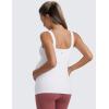 imageCRZ YOGA Butterluxe Womens Square Neck Maternity Tank Tops Ruched Sleeveless Pregnancy Yoga Tee Shirt with Built in BraWhite