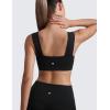 imageCRZ YOGA Butterluxe Womens Square Neck Sports Bras  Supportive Wide Straps Open Back Padded Camisole Yoga Crop TopBlack