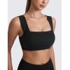 imageCRZ YOGA Butterluxe Womens Square Neck Sports Bras  Supportive Wide Straps Open Back Padded Camisole Yoga Crop TopBlack