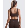 imageCRZ YOGA Butterluxe Womens Square Neck Sports Bras  Supportive Wide Straps Open Back Padded Camisole Yoga Crop TopHot Fudge Brown