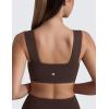 imageCRZ YOGA Butterluxe Womens Square Neck Sports Bras  Supportive Wide Straps Open Back Padded Camisole Yoga Crop TopHot Fudge Brown