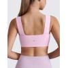 imageCRZ YOGA Butterluxe Womens Square Neck Sports Bras  Supportive Wide Straps Open Back Padded Camisole Yoga Crop TopVita Pink