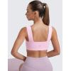 imageCRZ YOGA Butterluxe Womens Square Neck Sports Bras  Supportive Wide Straps Open Back Padded Camisole Yoga Crop TopVita Pink