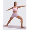 imageCRZ YOGA Butterluxe Womens Square Neck Sports Bras  Supportive Wide Straps Open Back Padded Camisole Yoga Crop TopVita Pink