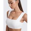 imageCRZ YOGA Butterluxe Womens Square Neck Sports Bras  Supportive Wide Straps Open Back Padded Camisole Yoga Crop TopWhite