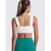 imageCRZ YOGA Butterluxe Womens Square Neck Sports Bras  Supportive Wide Straps Open Back Padded Camisole Yoga Crop TopWhite