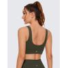 imageCRZ YOGA Butterluxe Womens U Back Sports Bra  Scoop Neck Padded Low Impact Yoga Clothes Workout Crop Top with Built in PadsOlive Green