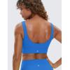 imageCRZ YOGA Butterluxe Womens U Back Sports Bra  Scoop Neck Padded Low Impact Yoga Clothes Workout Crop Top with Built in PadsSparkle Blue