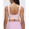 imageCRZ YOGA Butterluxe Womens U Back Sports Bra  Scoop Neck Padded Low Impact Yoga Clothes Workout Crop Top with Built in PadsStrawberry Pink